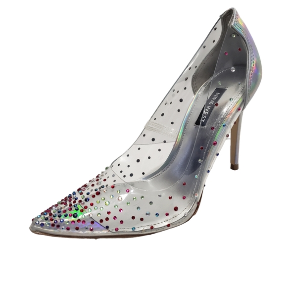 Nine West Women's Transparent Rhinestone Pump Heels Shoes - Picture 14 of 14